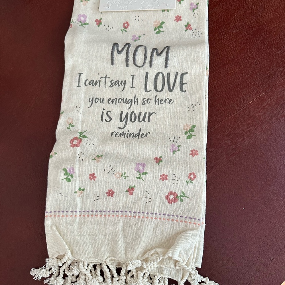 Altar'd State Cream Kitchen Towel with Floral Design